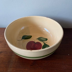 Vintage Watt Yellow Ware Bowl, Apple with Green stripe