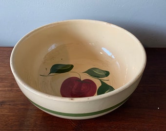 Vintage Watt Yellow Ware Bowl, Apple with Green stripe