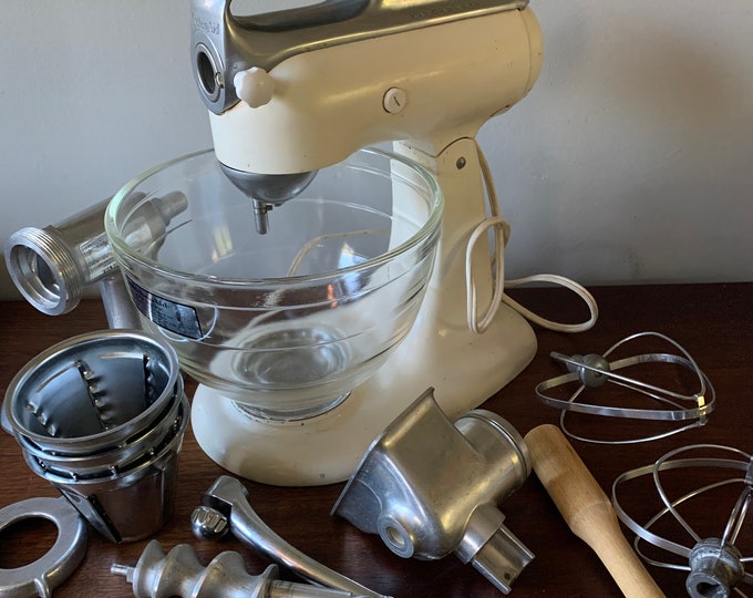 Vintage Kitchen Aid Mixer Model 4C Bowl Meat Grinder Bread Etsy