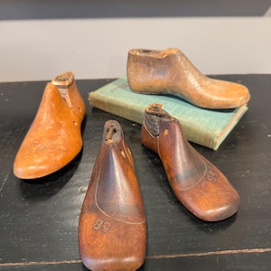 Vintage Holz Schuhleisten, Schuhleisten Kinder, Lot von 4