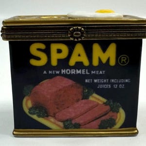 Vintage PHB Spam with Egg Porcelain Hinged trinket box, Midwest Cannon Falls