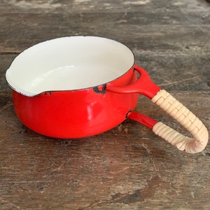 Vintage Dansk Kobenstyle saucepan, wicker on handle