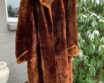 Vintage 1930's Brown Mouton Fur Plush Coat, Size Medium Large - Etsy
