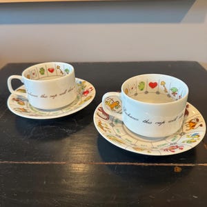 Tazza da tè e piattino vintage con predizione della fortuna Zodiac International Collectors Guild Giappone, set da 2
