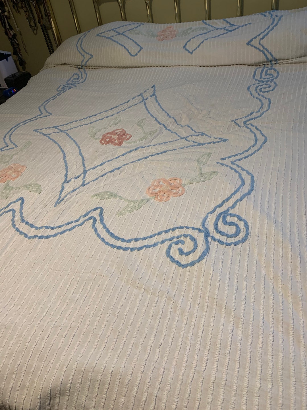 Vintage Full/queen Chenille Bedspread Etsy