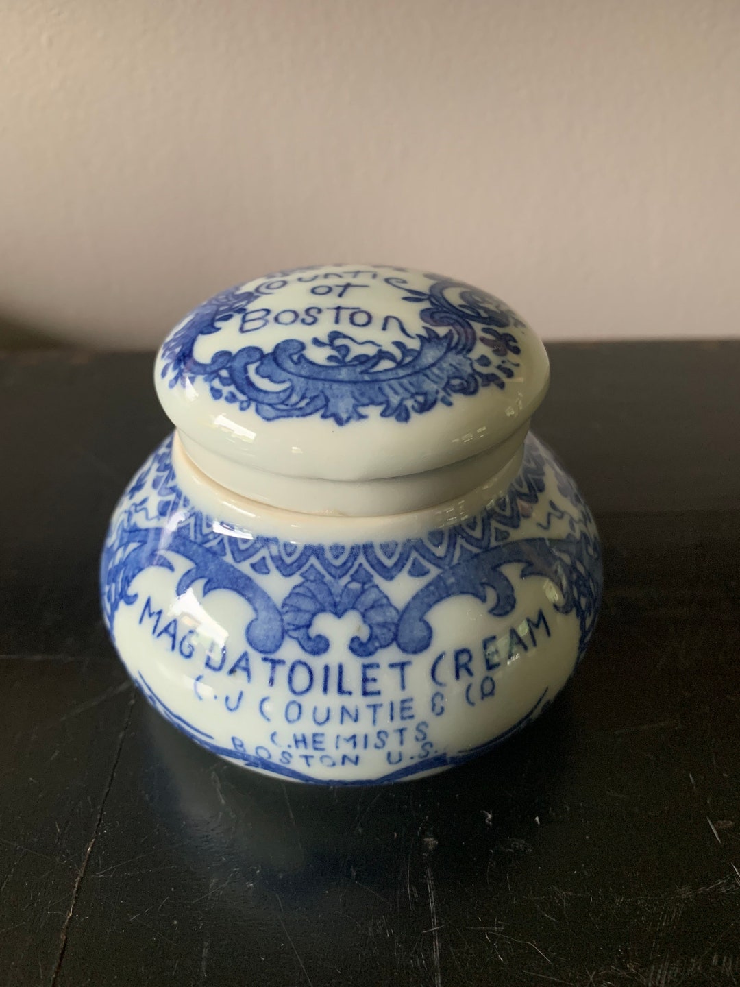 Vintage Magda Toilet Cream Porcelain Jar, C.J. Countie Boston, Ponds - Etsy