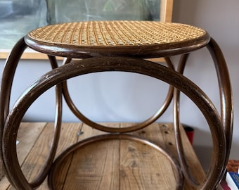 Vintage Thonet Style Bentwood Cane Ottoman Footstool Plant stand