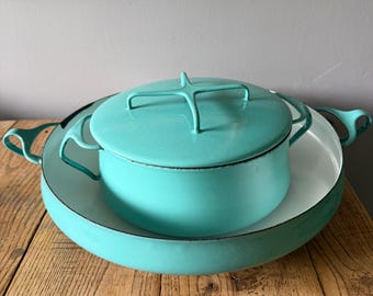 Vintage Dansk Kobenstyle IHQ Turquoise Teal Paella Pan and Dutch Oven sold individually