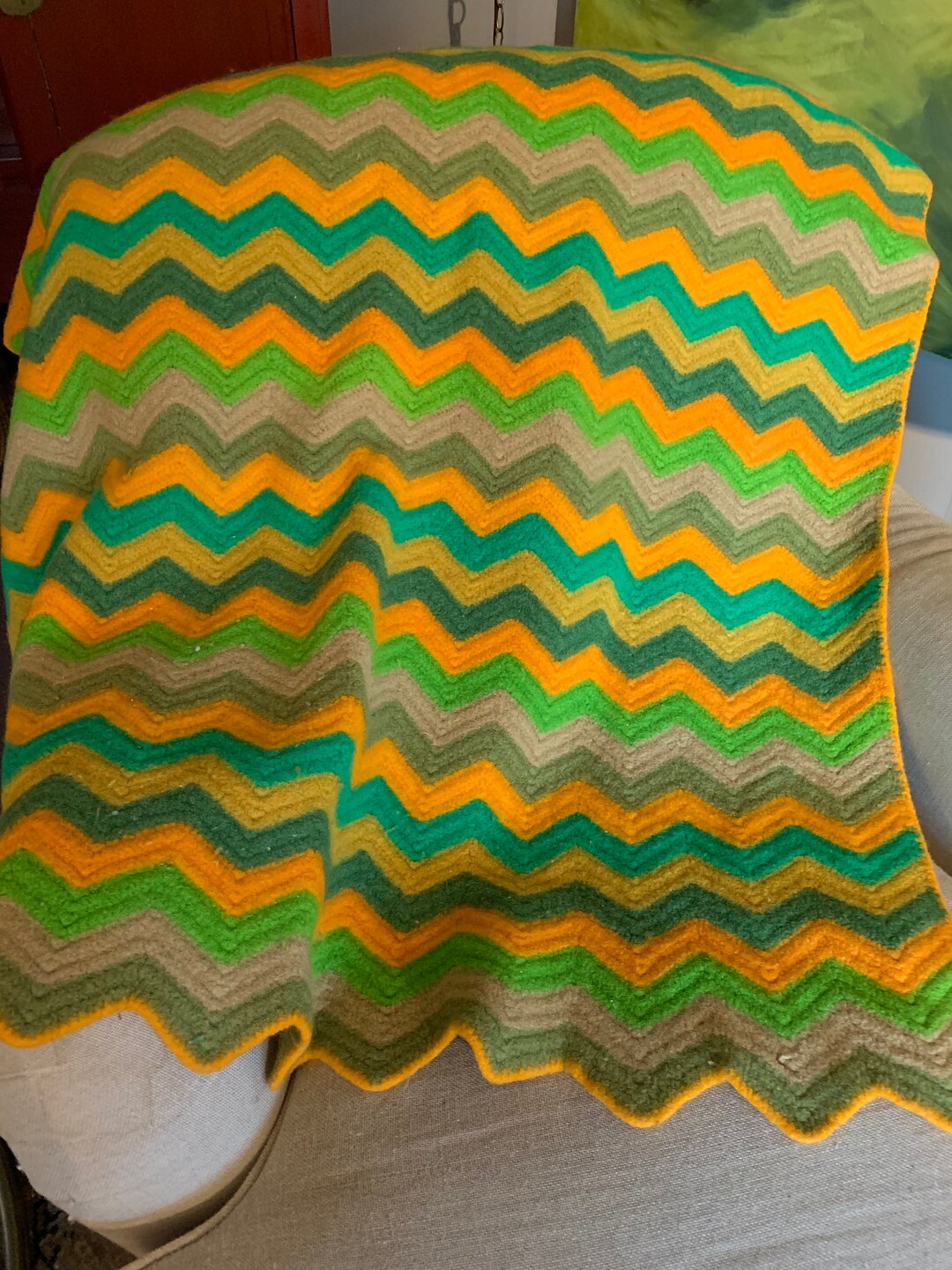 Vintage Crocheted Wool Afghan Boho 72x34 Etsy