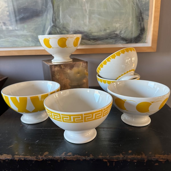 Vintage Sir/Madam Deco Cafe au Lait bowls, set of 6