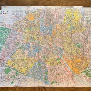 フランス、パリのヴィンテージ地図（両面）