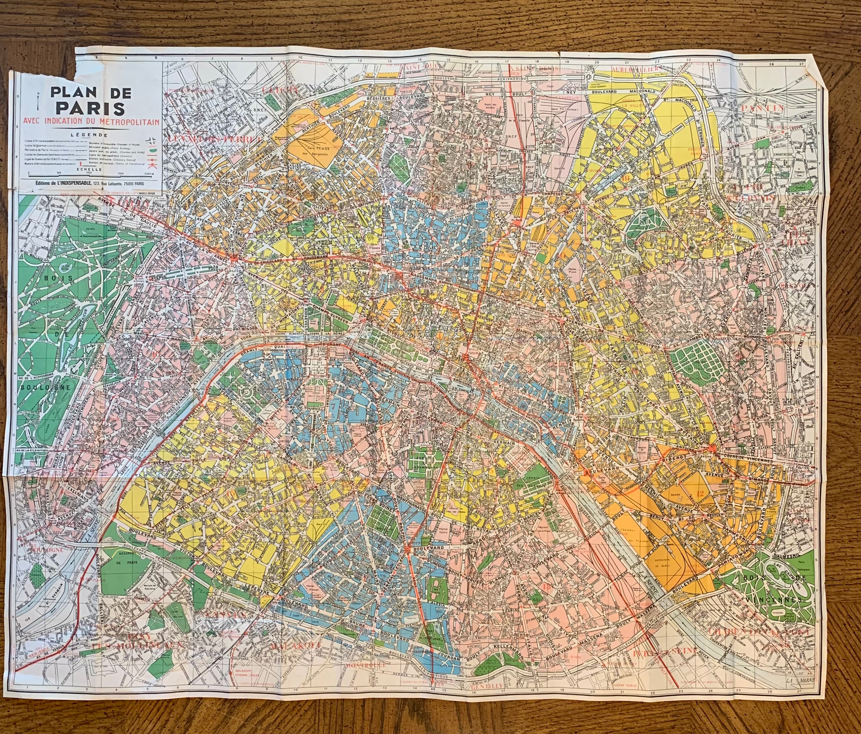 フランスアンティーク　MAP フランス パリ周辺 アンティークマップ 古地図 ヴィンテージ
