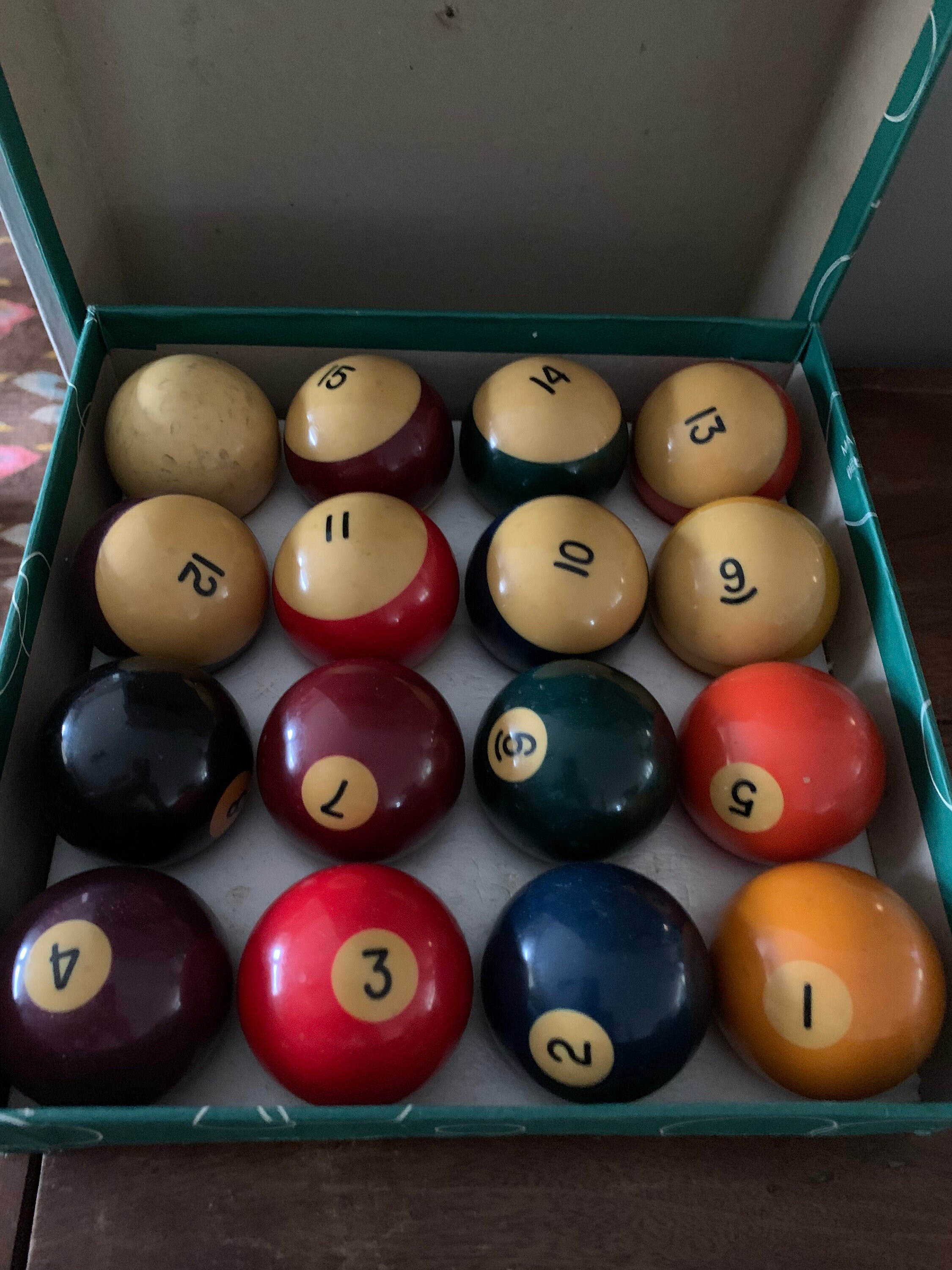 Vintage Aramith Pool Balls 8 Ball Billiards Game Set of 