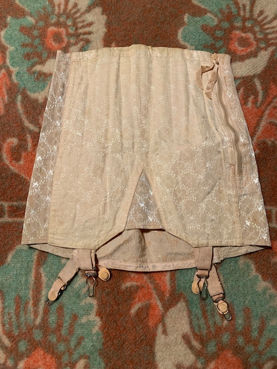 Pastel Pink Girdle Garter Skirt Cotton Candy Lacy Vintage Style Open Bottom  