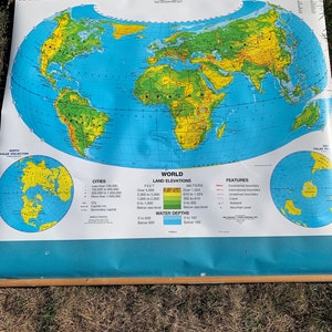 Mappa del mondo vintage Cram, mappa scolastica, retrattile