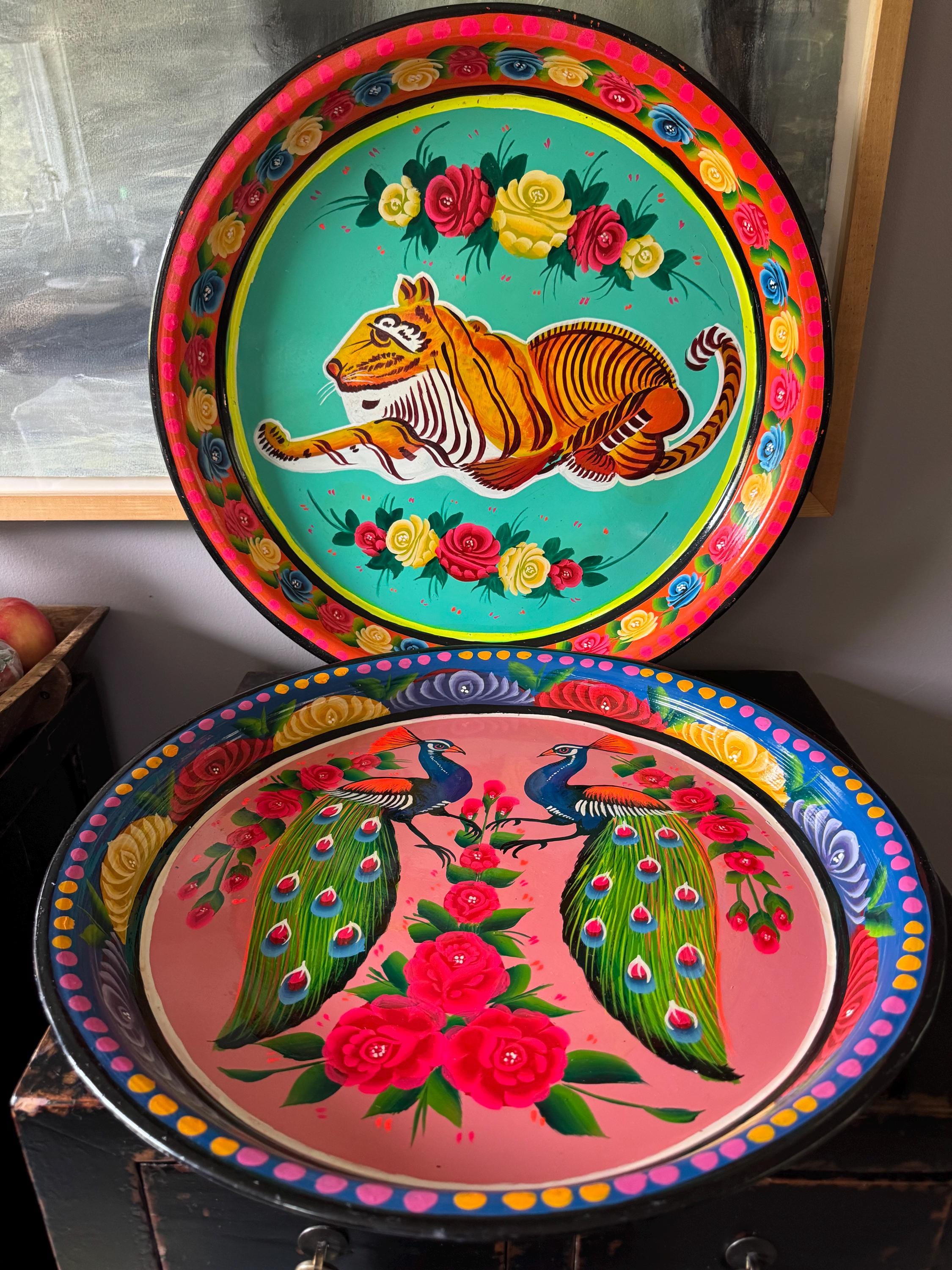 Hand Painted Truck Art huge Platters, Tays enamel tin Pakistani, sold individually