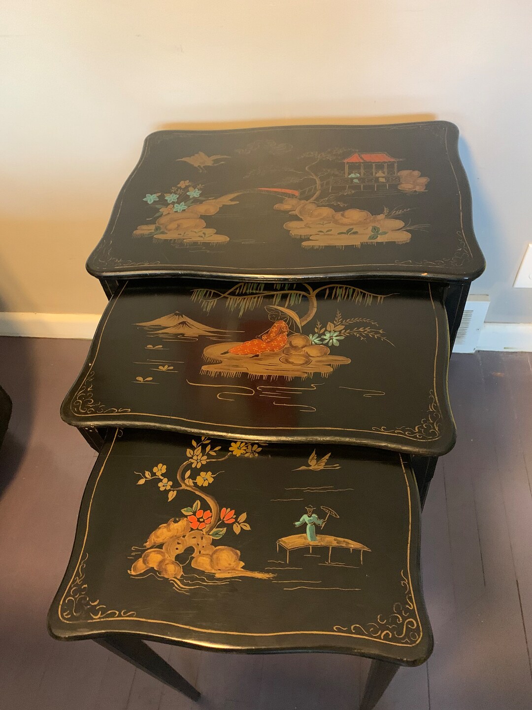 Vintage Asian Chinoiserie Nesting Tables - Etsy
