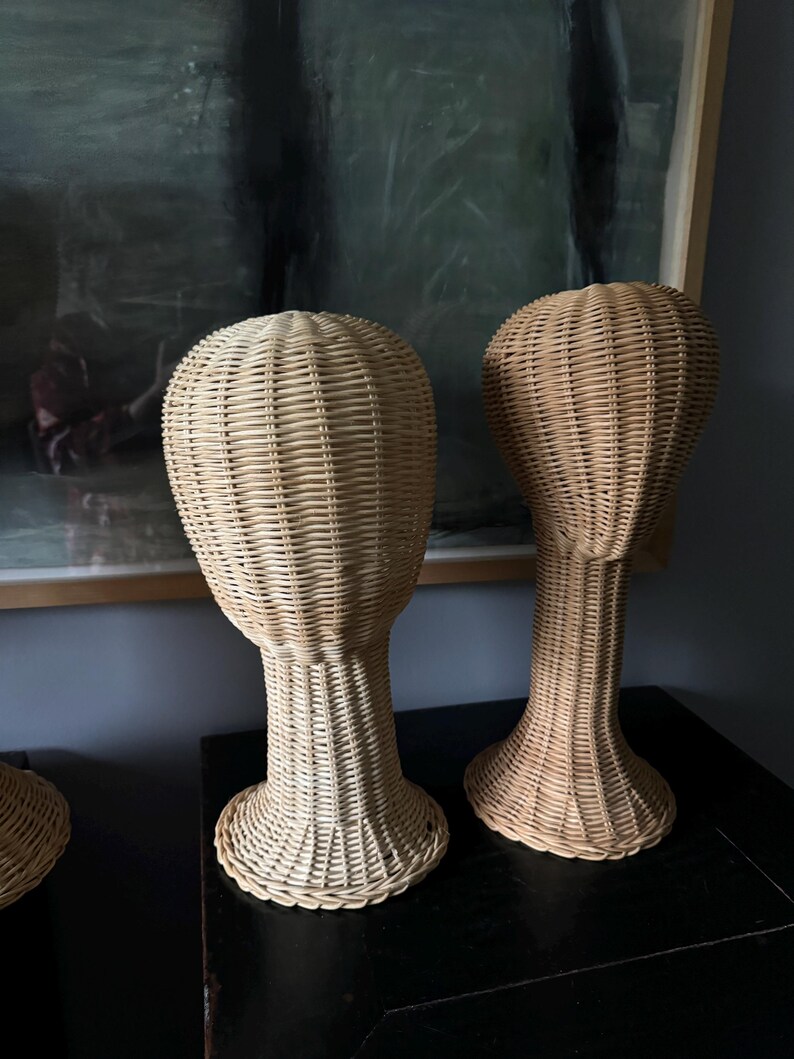 Reserved Clemence Vintage Wicker Woven Mannequin Head Hat Stand Display