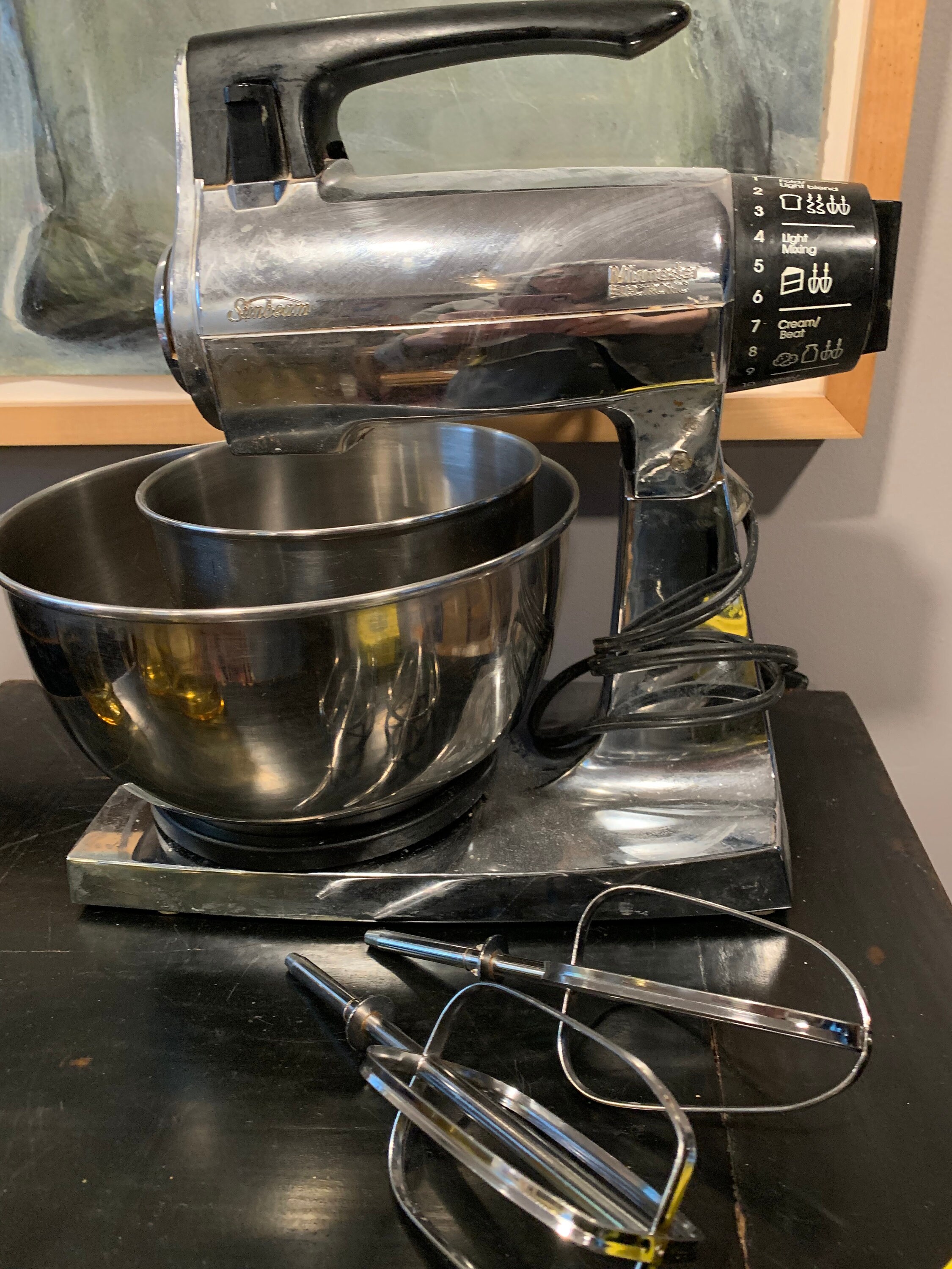 Mixer, Sunbeam, Chrome MixMaster Stand Mixer with Two Bowls