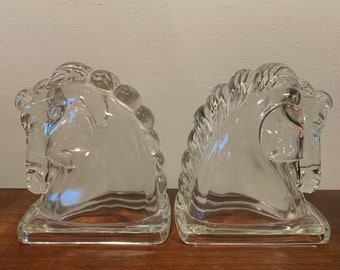 Vintage Horse head glass Bookends