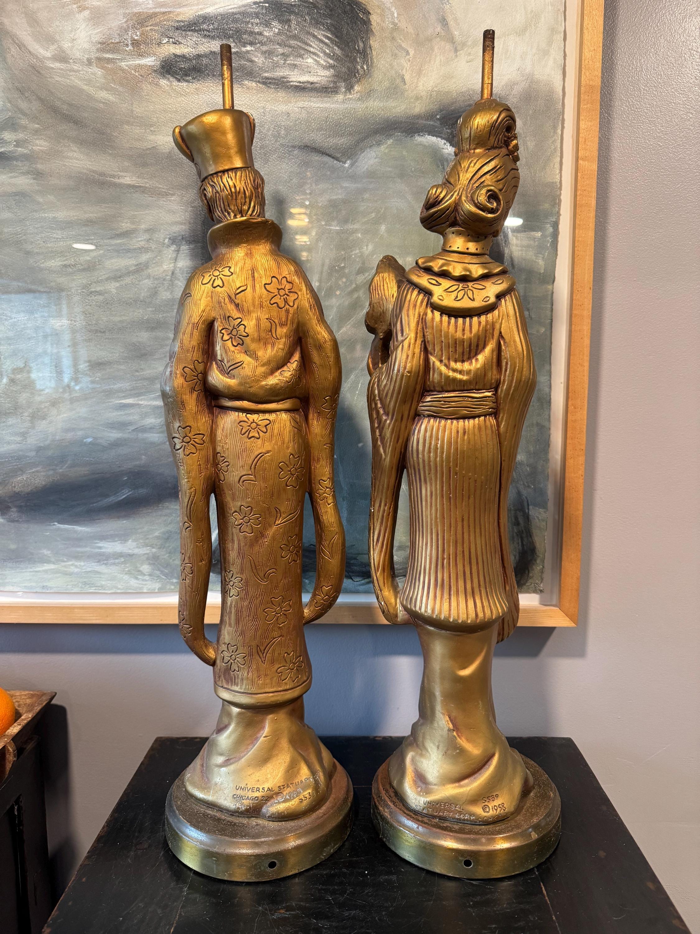 Vintage Universal Statuary Japanese Asian 25” Statues S538 & S539
