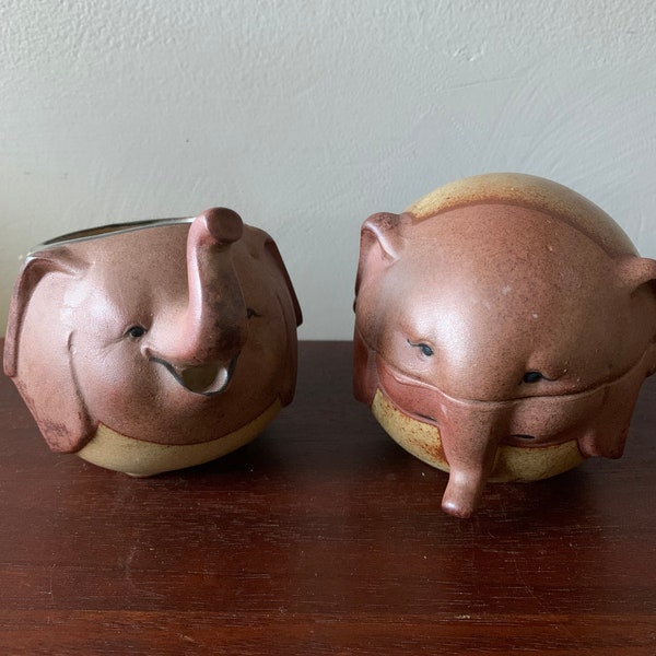Vintage UCTCI Elephant creamer and sugar bowl