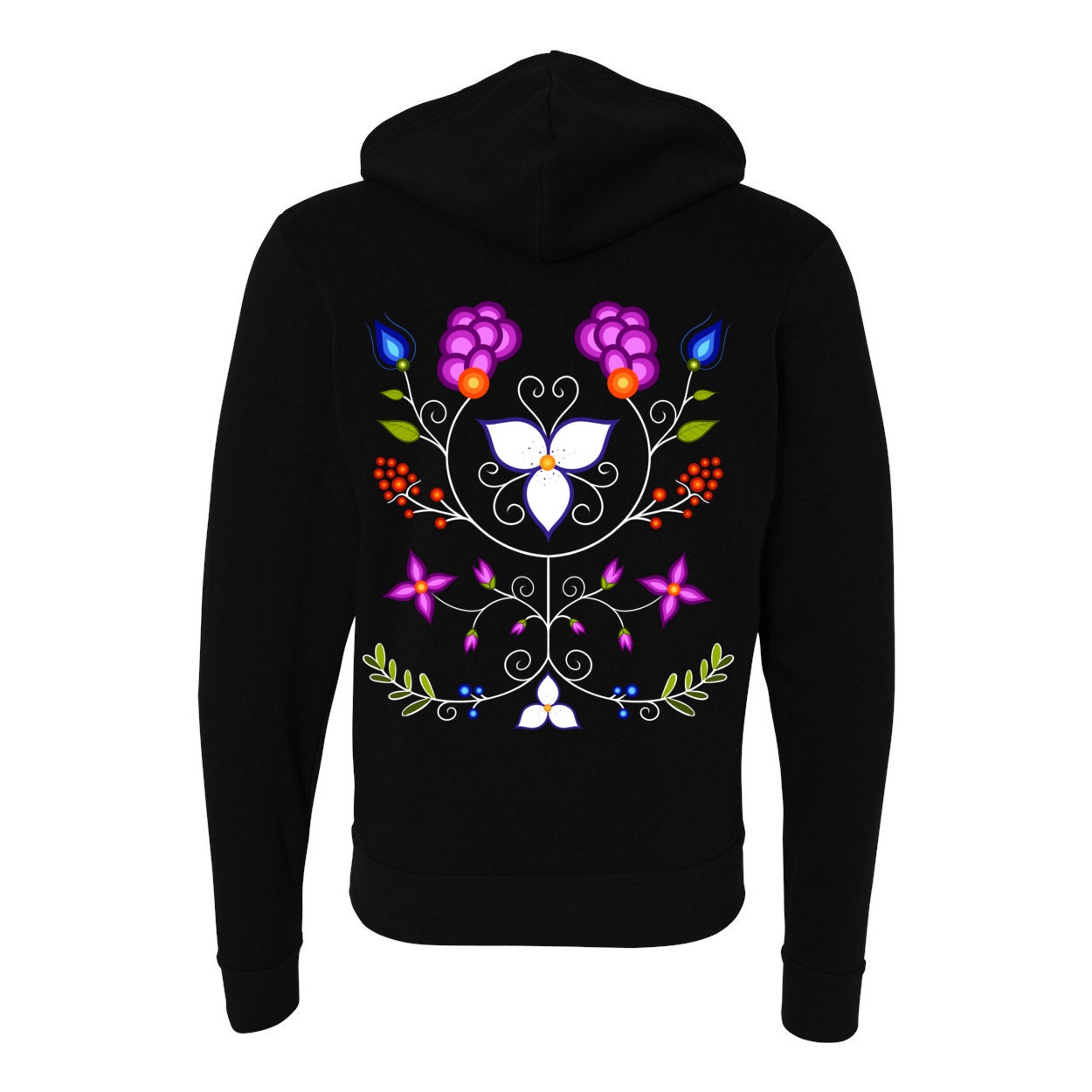 Indigenous Paisley Black Full Zip Hoodie for Women
