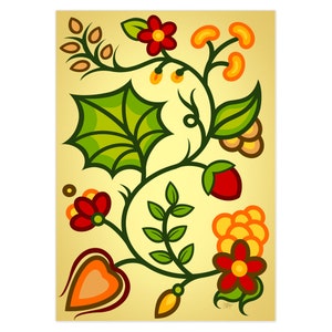 Cartes de vœux pliées vierges (5pk) - Automne Ojibwe Floral Indigène Woodland Native American Art Gifts Boho Flowers Hippie Good Vibes Love