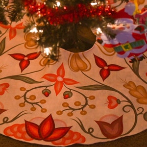 Tree Skirt - Ojibwe Floral Native American Owned Made Ojibwa Floral Art Woodland Christmas Gift Decor Indigenous Botanical Nature Lover NDN