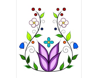 Blank Folded Greeting Cards (5pk) - OG Ojibwe Floral Design By Caitlin Newago - Anishinaabe Woodland Art Gifts for Nature Lovers Indigenous