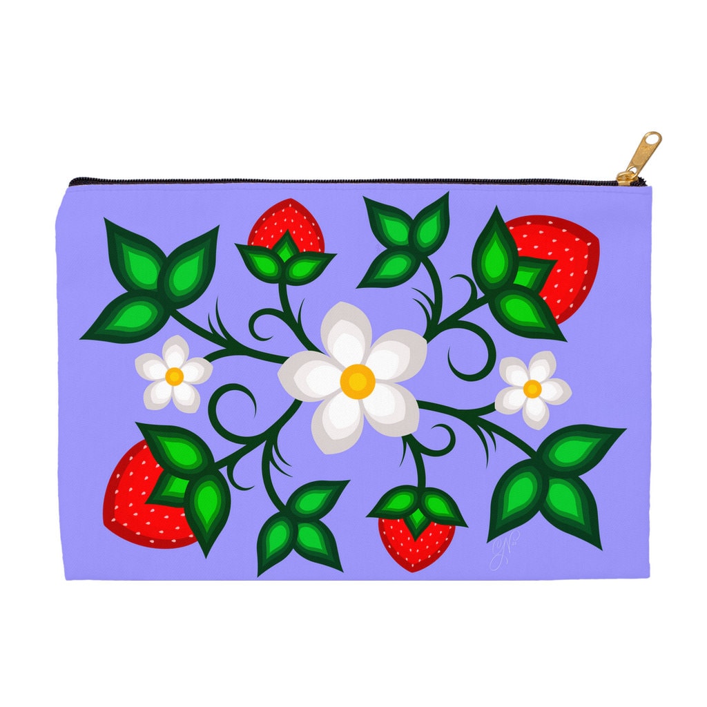 εïз の〜んびり εïз♥フラットポーチオーダー品 Accessory Pouch - Purple Ojibwe Floral Ode'imin Strawberry