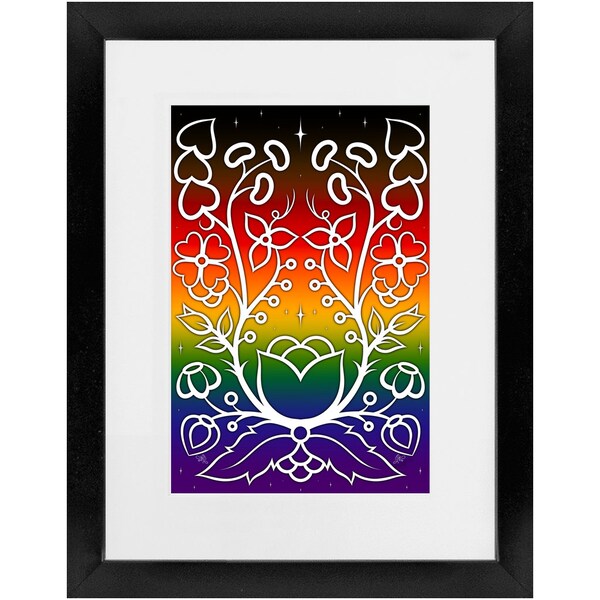 Framed Print - Pride Floral Collection - Philidelphia 2017 Indigenous Native American Ojibwe Flower LGBTQIA+ Designed Feminist Activist Art