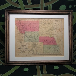 Antique 1871 Carte du Wyoming, du Nebraska, du Kansas, du Dakota, du Colorado et du Montana de la série géographique nationale : système amélioré de géographie