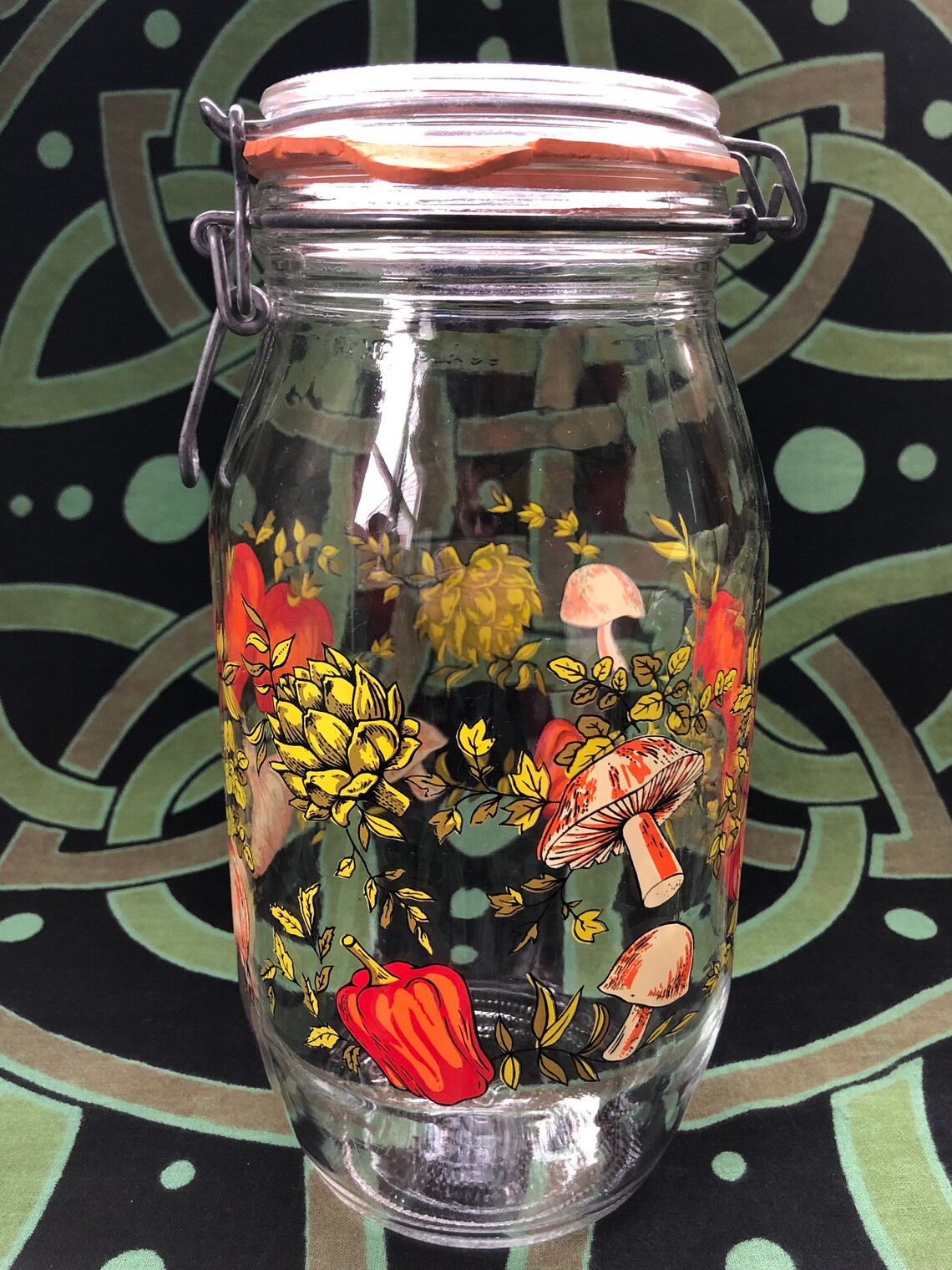 Arc France Glass Jar Vintage Canning 2 Liter Jar Vegetable and Herb