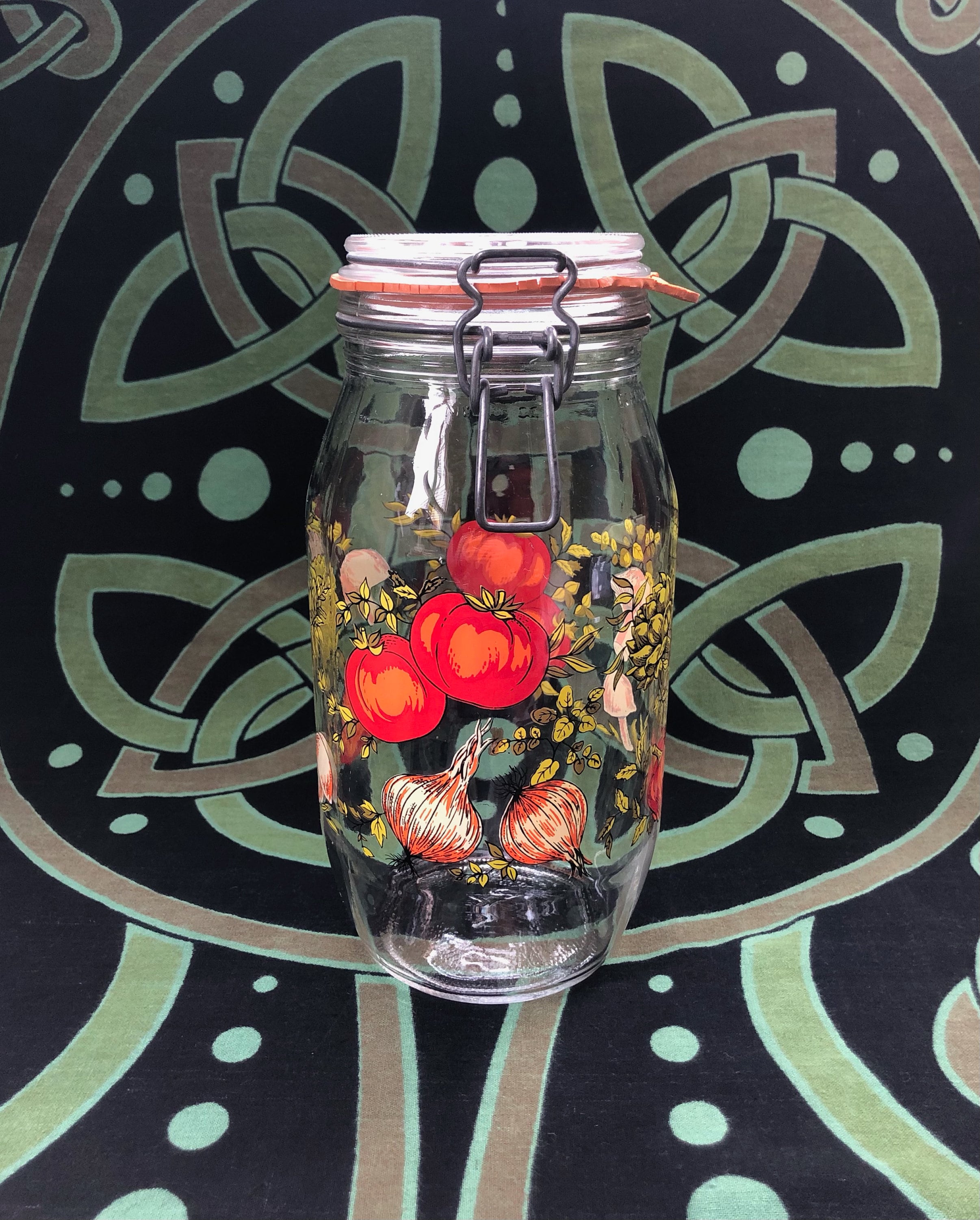 Arc France Glass Jar Vintage Canning 2 Liter Jar Vegetable and Herb