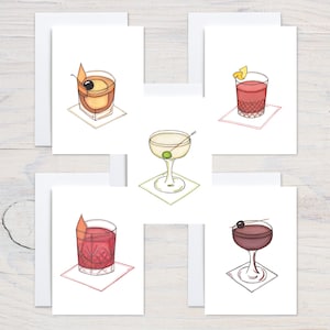 Biglietti d'auguri per cocktail, opere originali, cocktail classici