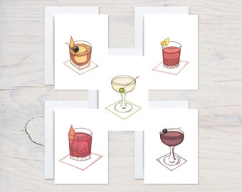 Cocktail Greeting Cards, Original Work, Classic Cocktails