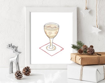 Eggnog Cocktail Art Print-- 8x10