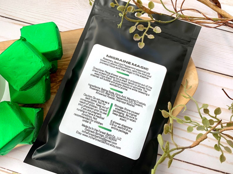 MIGRAINE MAGIC Shower Steamer Essential Oils Aromatherapy Etsy