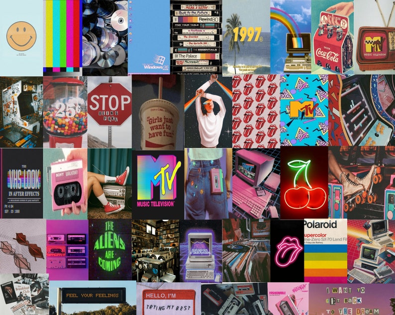 Retro wall collage kit 100 pcs vintage wall collage kit Etsy