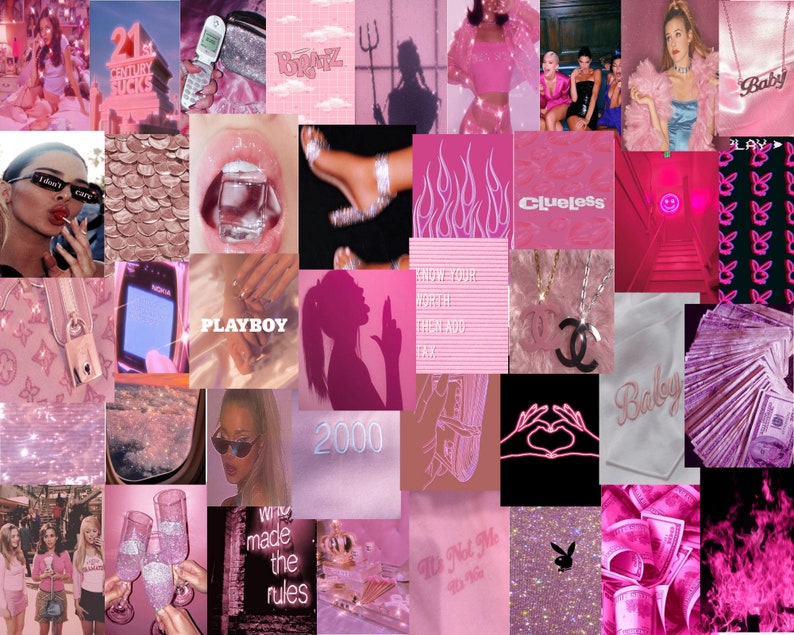 Pink baddie wall collage kit 70 pcs collage kit wall decor