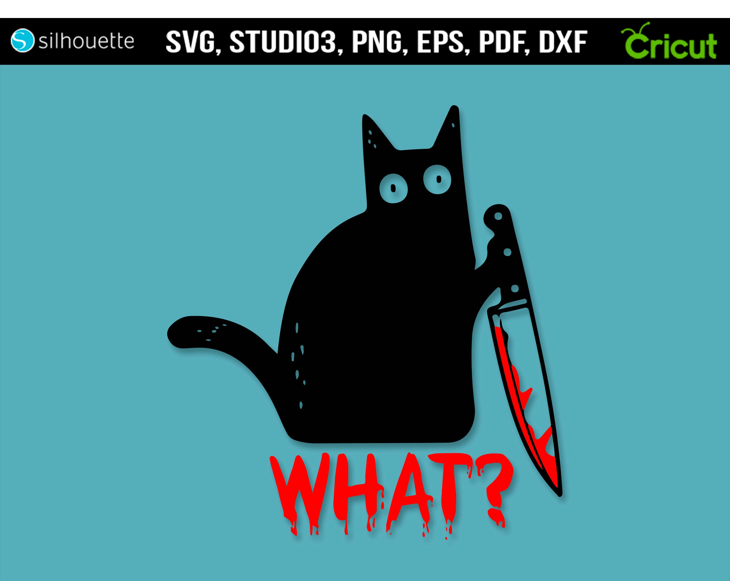 Cat What Knife SVG Murder Cricut Silhouette Studio | Etsy