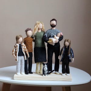 Custom Family Portrait Soft Sculpture - Personalized Wool Family Gift