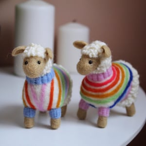 Counting Sheep Lamb Ornament - Colorful Wool Felt Decoration