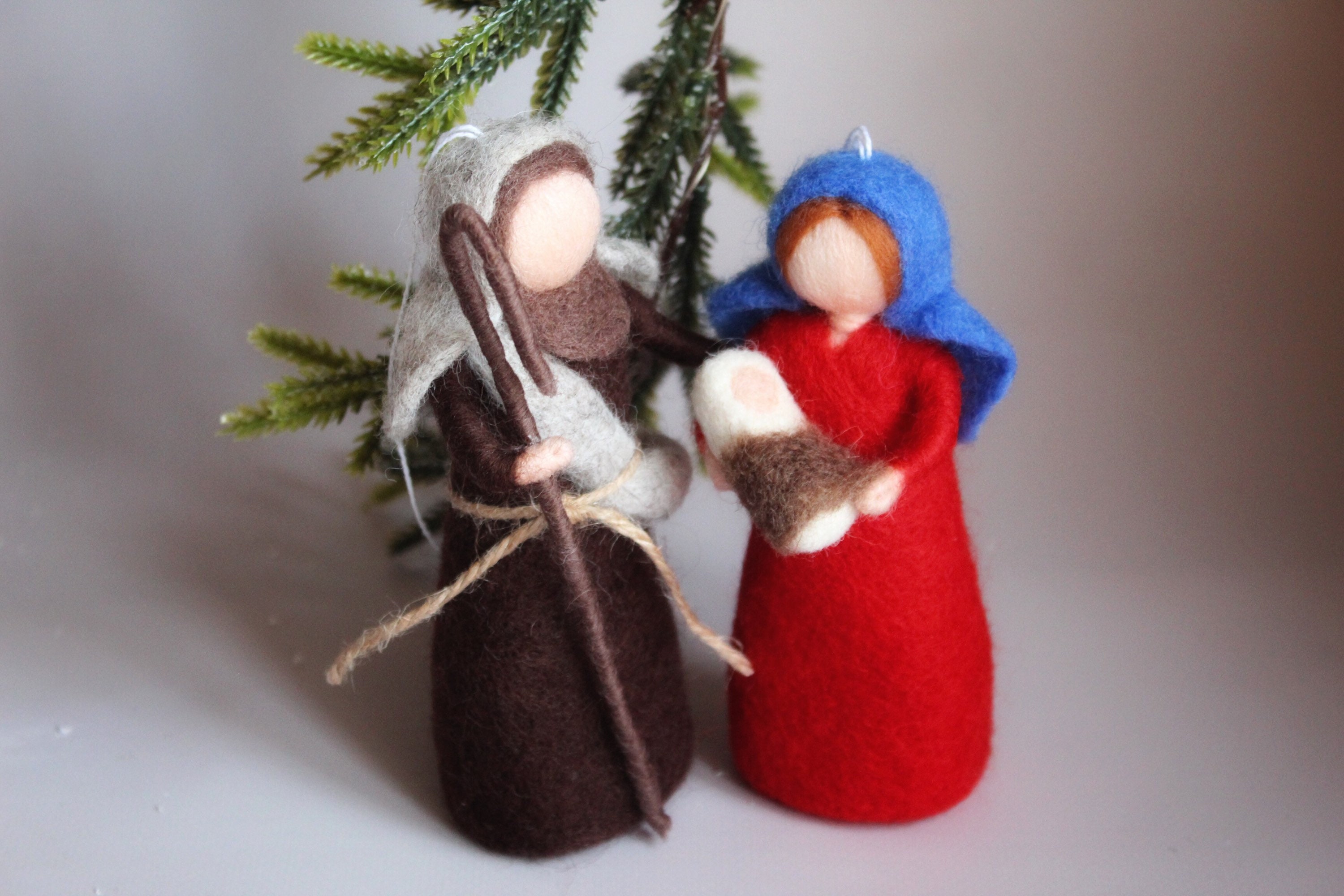 Needle Felted Nativity Set Holy Family Christmas Hanging Etsy
