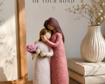Mother Daughter Figurine, Custom Wool Sculpture, Personalized Mom Gift