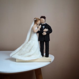 Custom Wool Wedding Figures - Anniversary Gift - Needle Felted Bride & Groom - Unique Photo Inspiration