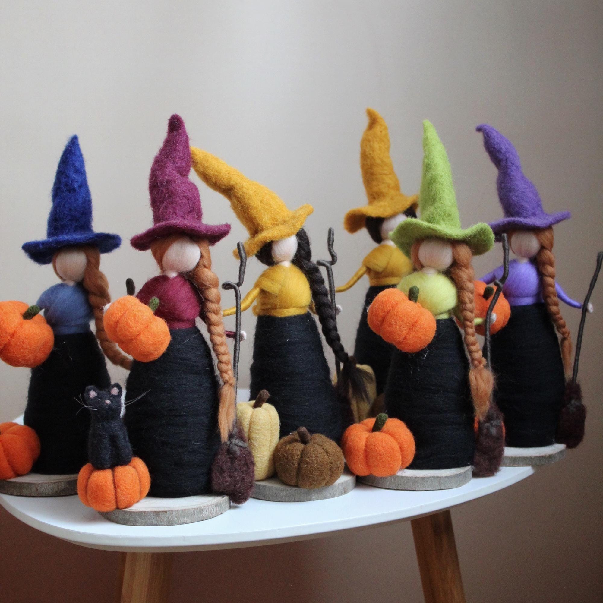 Needle Felted Pumpkin Witch - Halloween Decor