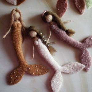 Needle felted fairy mermaids, mobile ornaments, nursery decor, hanging mermaid decorations