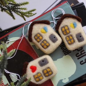 Needle felted Christmas toy house, Christmas tree ornaments, Christmas home image 1